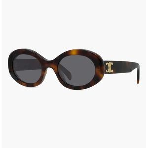 Celine Triomphe Oval Sunglasses Tortoise Brown